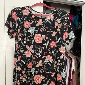 Old navy, black floral, t-shirt dress.